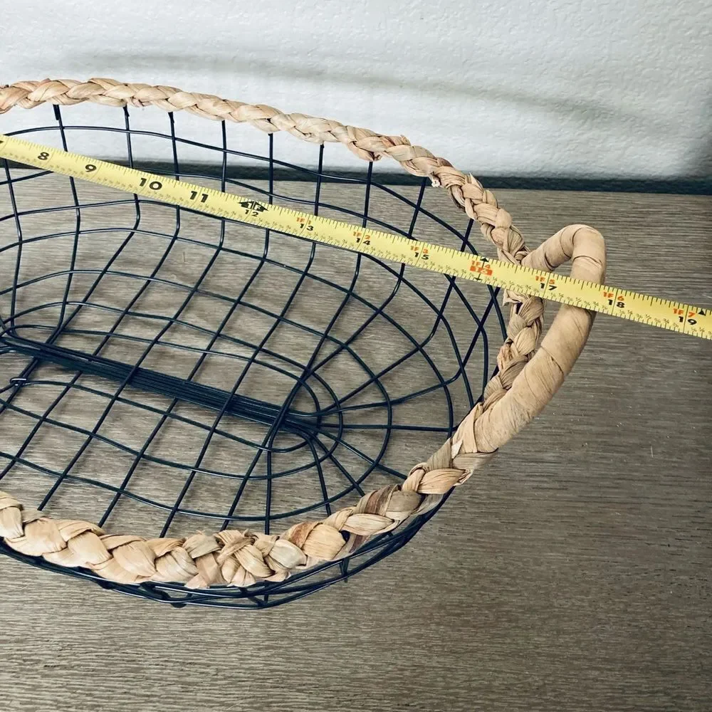 Farmhouse Rustic Modern Metal Décor Basket Lg